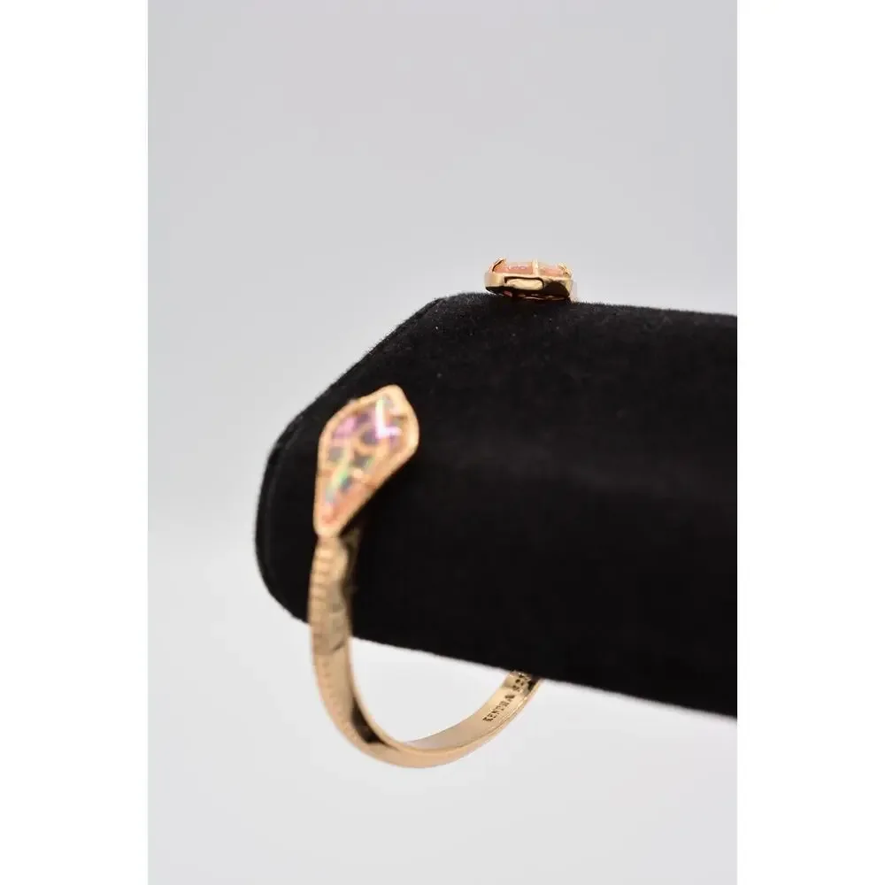 Kendra Scott Cabochon Cuff Bracelet Clear Iridescent Rose Gold Signed Bin5